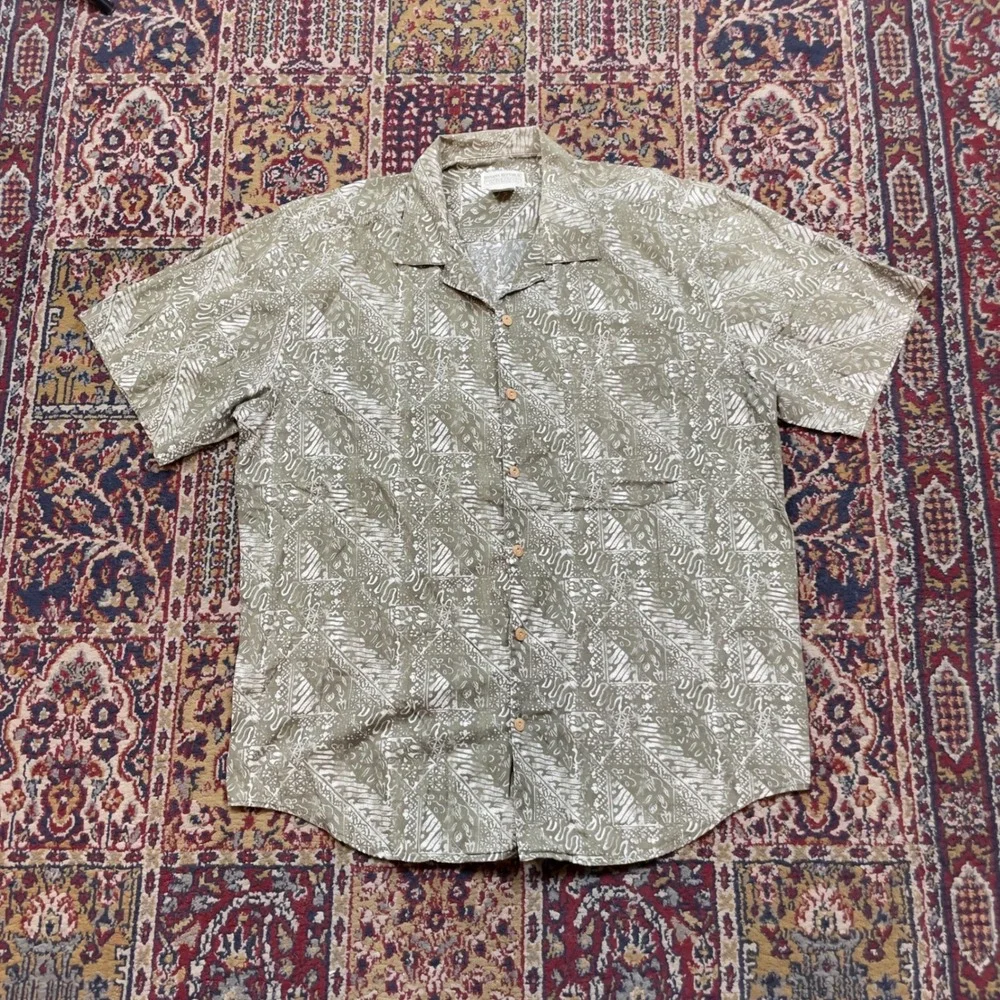 VTG 80s 90s Banana Republic Safari‎ & Travel Medium Batik Print Camp Shirt Rare